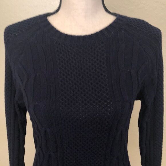 CAbi Navy Cable Front Sweater - Picture 4 of 7